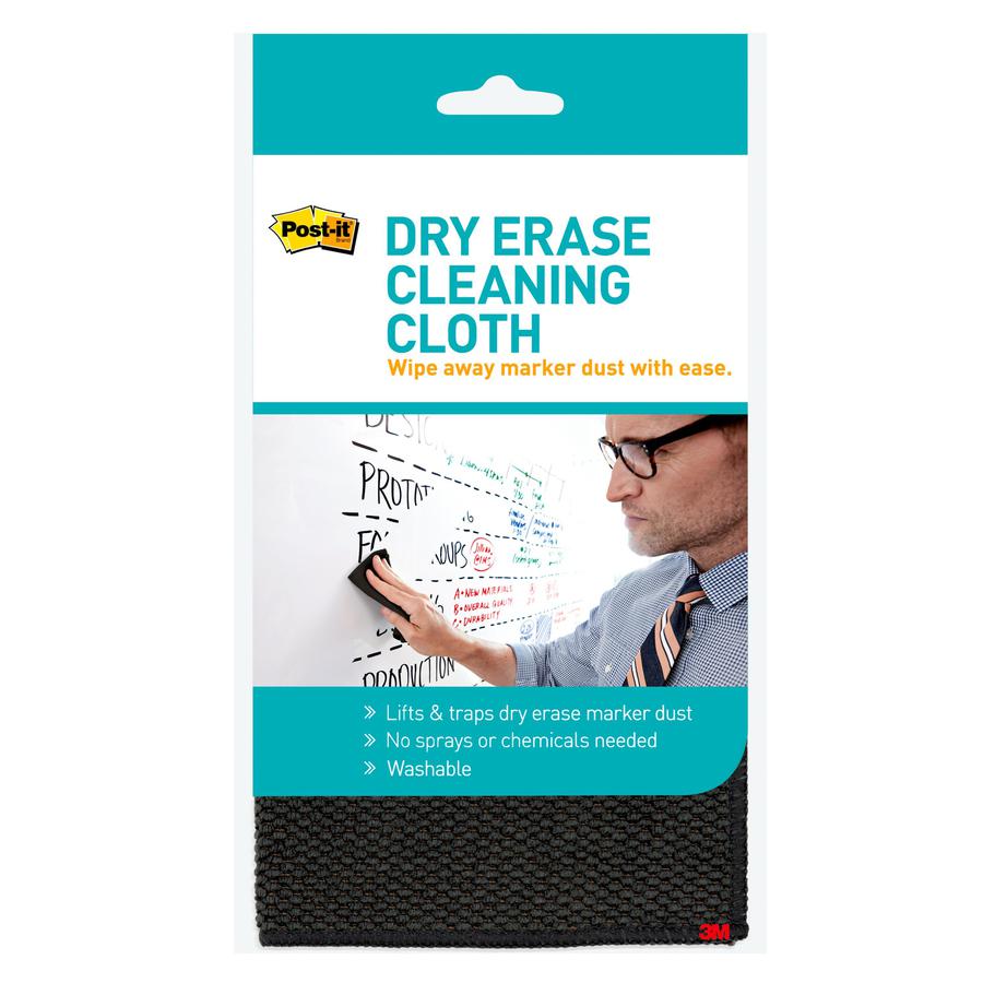 Post-it&reg; Dry-Erase Cleaning Cloth - 10.60" Width x 10.60" Length - Used as Dust Remover, Mark Remover - Washable - Black - 1Each. Picture 8
