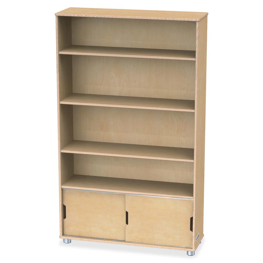 Jonti-Craft TrueModern Bookcase Storage - 4 Compartment(s) - 60" Height x 36" Width x 12" Depth - Adjustable Shelf, Durable - Baltic - Anodized Aluminum, Birch - 1 Each. Picture 4