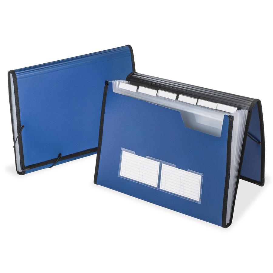Oxford Letter Expanding File - 8 1/2" x 11" - 7 Pocket - Blue - Durable, Flap Closure, Elastic Closure, Wear Resistant, Tear Resistant, Moisture Resistant, Metallic - 1 Each. Picture 2
