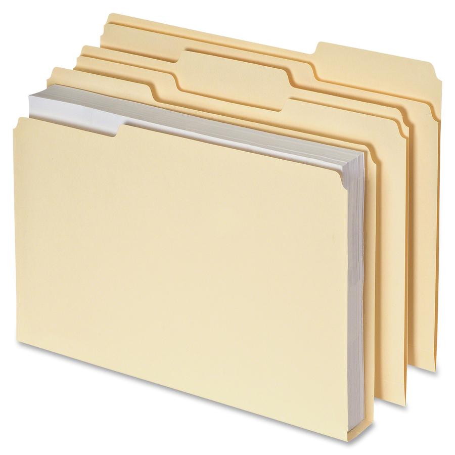 Pendaflex Double Stuff 1/3 Tab Cut Letter Recycled Top Tab File Folder - 8 1/2" x 11" - 600 Sheet Capacity - Top Tab Location - Assorted Position Tab Position - Manila - 10% Fiber Recycled - 50 / Box. Picture 2