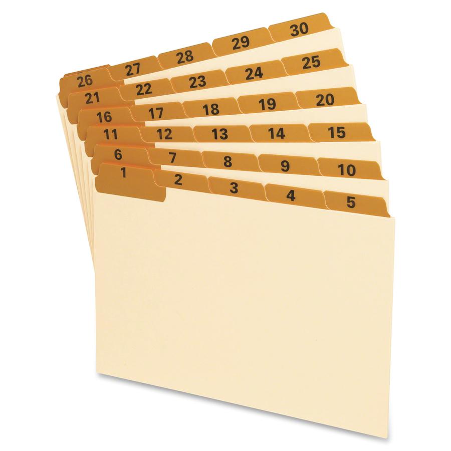 Oxford 1-31 Laminated Tab Manila Card Guides - 31 x Divider(s) - Printed Tab(s) - Digit - 1-31 - 8" Divider Width - Manila Divider - Orange Tab(s) - Laminated, Durable, Heavy Duty, Wear Resistant, Ben. Picture 2