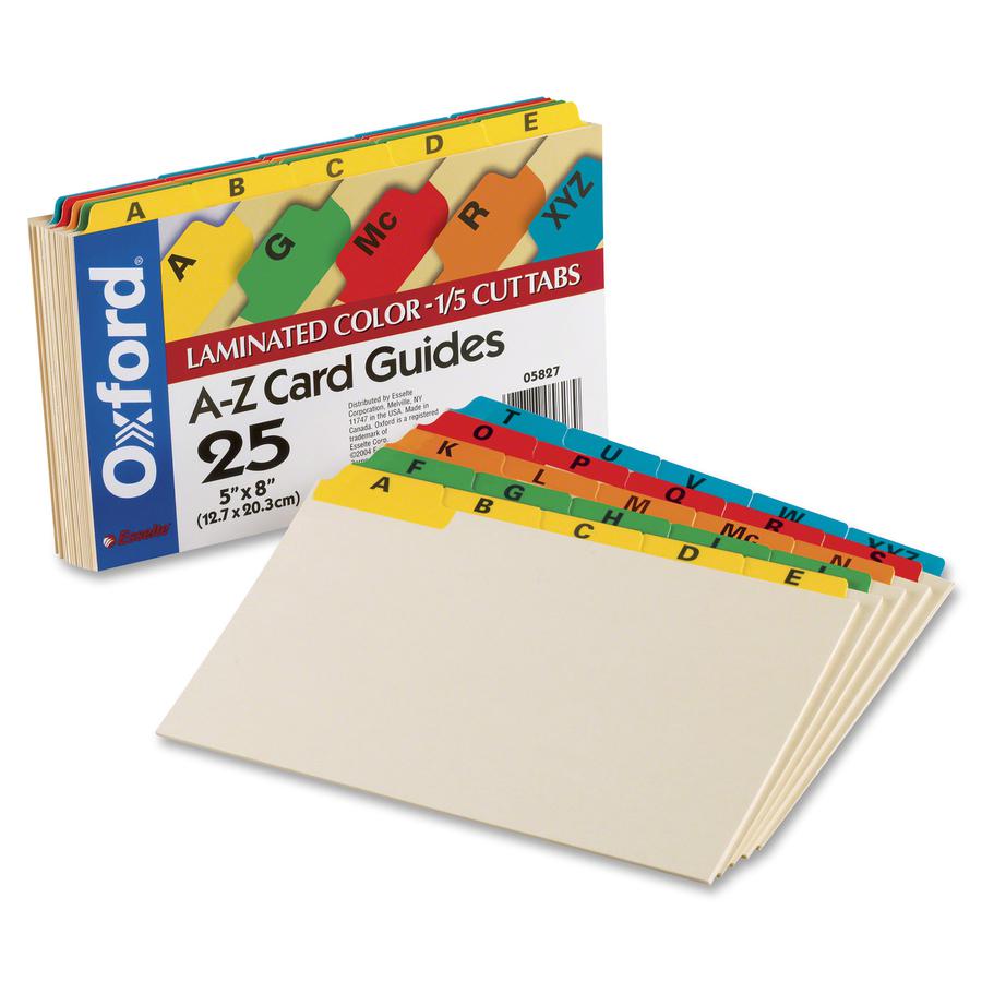 Oxford A-Z Laminated Tab Card Guides - 25 x Divider(s) - Printed Tab(s) - Character - A-Z - 8" Divider Width - Manila Divider - Assorted Tab(s) - Laminated, Durable, Heavy Duty, Tear Resistant, Bend R. Picture 2
