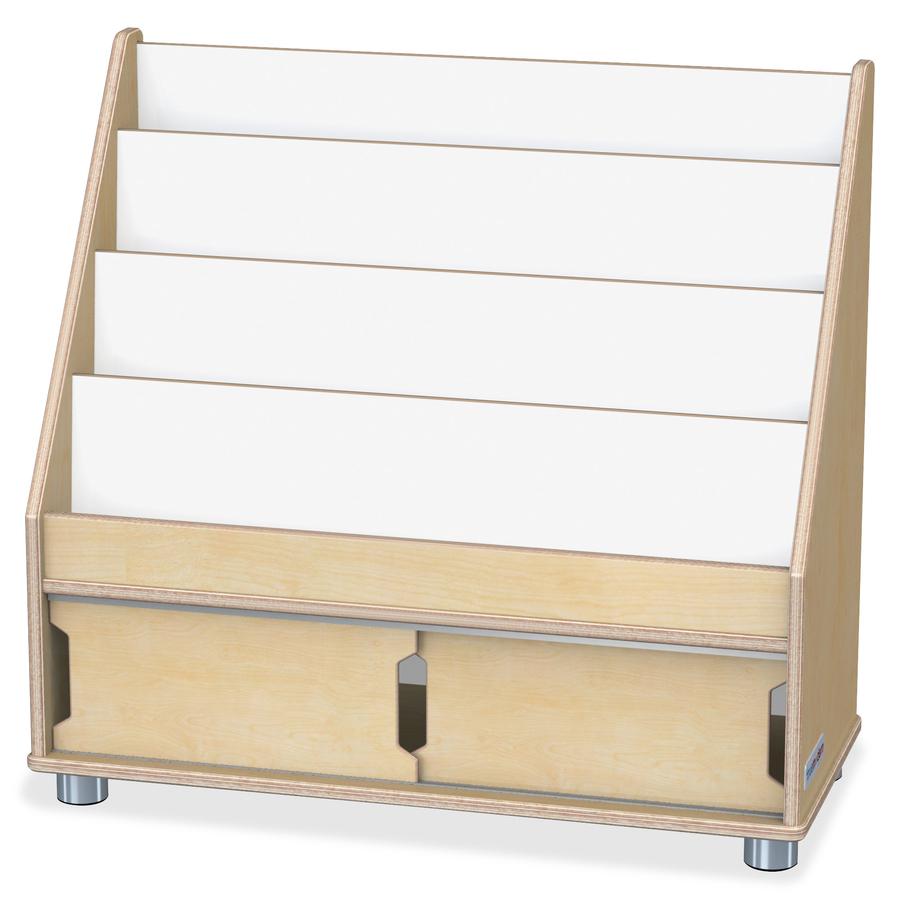 Jonti-Craft TrueModern Book Rack - 4 Pocket(s) - 28.5" Height x 30" Width x 13.5" Depth - Sliding Door, Durable, Rounded Corner - Baltic - Anodized Aluminum, Baltic Birch - 1 Each. Picture 5