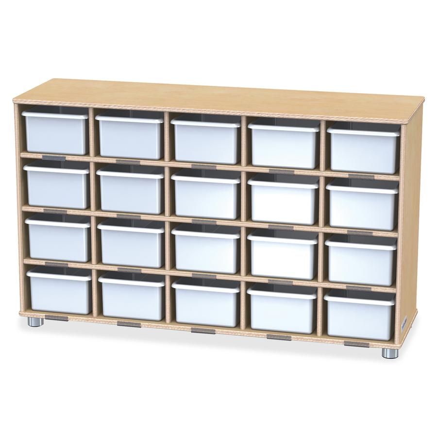 Jonti-Craft TrueModern 20-Cubbie Bins Storage - 20 Compartment(s) - 29.5" Height x 48.5" Width x 15" Depth - Durable, Rounded Corner, Yellowing Resistant - UV Acrylic - Baltic, White - Anodized Alumin. Picture 2