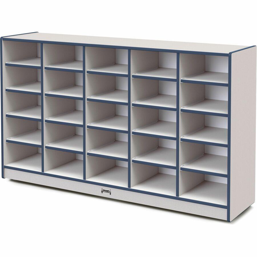 Jonti-Craft Rainbow Accents Cubbie Mobile Storage - 25 Compartment(s) - 35.5" Height x 60" Width x 15" Depth - Durable, Laminated - Navy - Hard Rubber - 1 Each. Picture 5