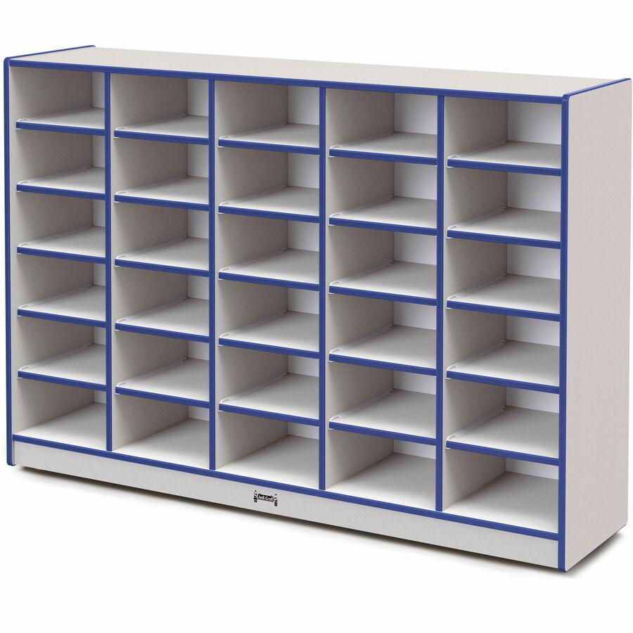 Jonti-Craft Rainbow Accents Cubbie Mobile Storage - 30 Compartment(s) - 42" Height x 60" Width x 15" Depth - Durable, Laminated - Blue - Hard Rubber - 1 Each. Picture 4