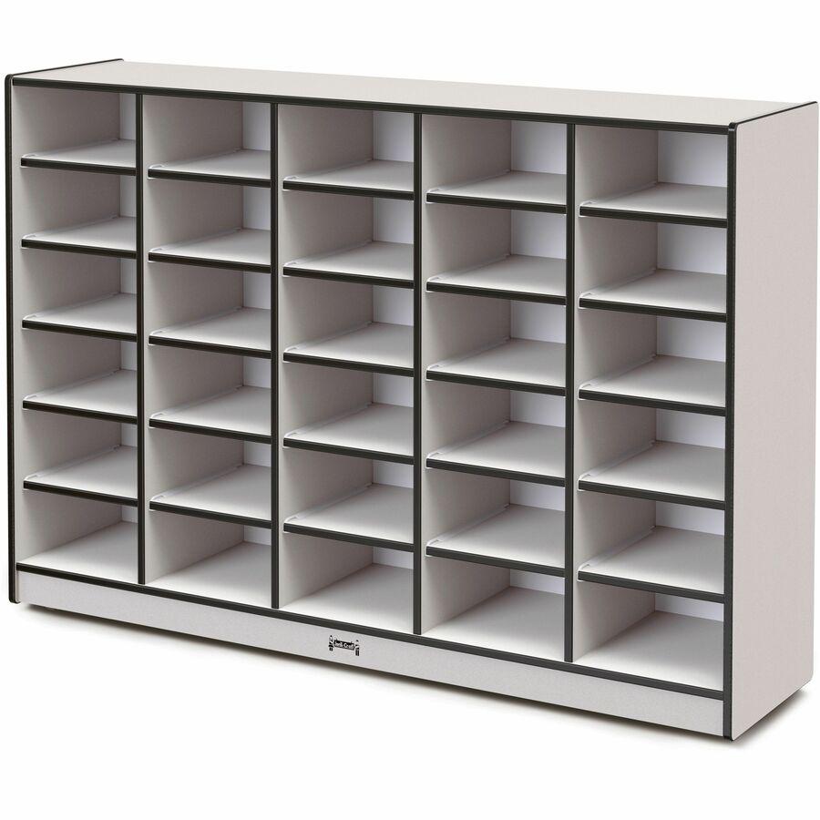 Jonti-Craft Rainbow Accents Cubbie Mobile Storage - 30 Compartment(s) - 42" Height x 60" Width x 15" Depth - Durable, Laminated - Black - Hard Rubber - 1 Each. Picture 5