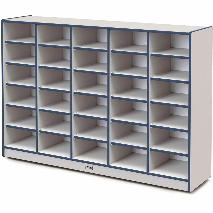 Jonti-Craft Rainbow Accents Cubbie Mobile Storage - 30 Compartment(s) - 42" Height x 60" Width x 15" Depth - Durable, Laminated - Navy - Hard Rubber - 1 Each. Picture 5