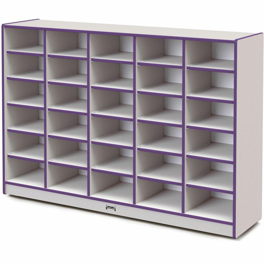 Jonti-Craft Rainbow Accents Cubbie Mobile Storage - 30 Compartment(s) - 42" Height x 60" Width x 15" Depth - Durable, Laminated - Purple - Hard Rubber - 1 Each. Picture 5