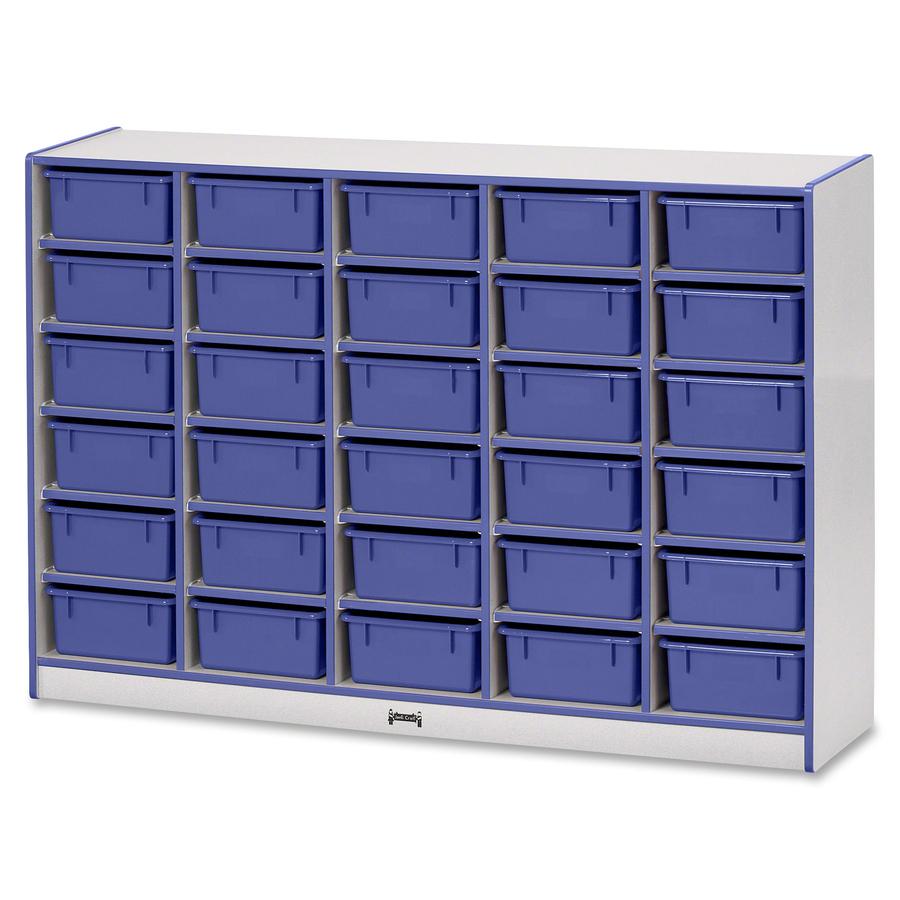 Jonti-Craft Rainbow Accents Mobile Tub Bin Storage - 30 Compartment(s) - 42" Height x 60" Width x 15" Depth - Durable, Laminated - Blue - Hard Rubber - 1 Each. Picture 5