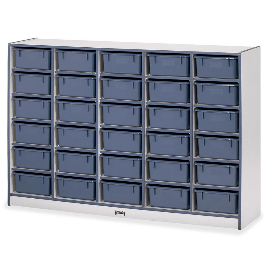 Jonti-Craft Rainbow Accents Mobile Tub Bin Storage - 30 Compartment(s) - 42" Height x 60" Width x 15" Depth - Durable, Laminated - Navy - Hard Rubber - 1 Each. Picture 2