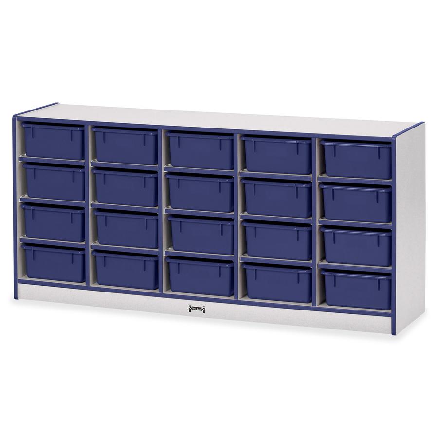Jonti-Craft Rainbow Accents Cubbie Mobile Storage - 20 Compartment(s) - 29.5" Height x 24.5" Width x 15" Depth - Durable, Laminated - Blue - Hard Rubber - 1 Each. Picture 2