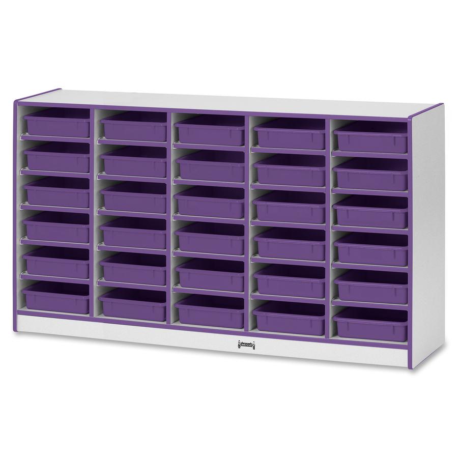 Jonti-Craft Rainbow Accents Mobile Paper-Tray Storage - 30 Compartment(s) - 35.5" Height x 60" Width x 15" Depth - Chip Resistant, Laminated - Purple - Rubber - 1 Each. Picture 2