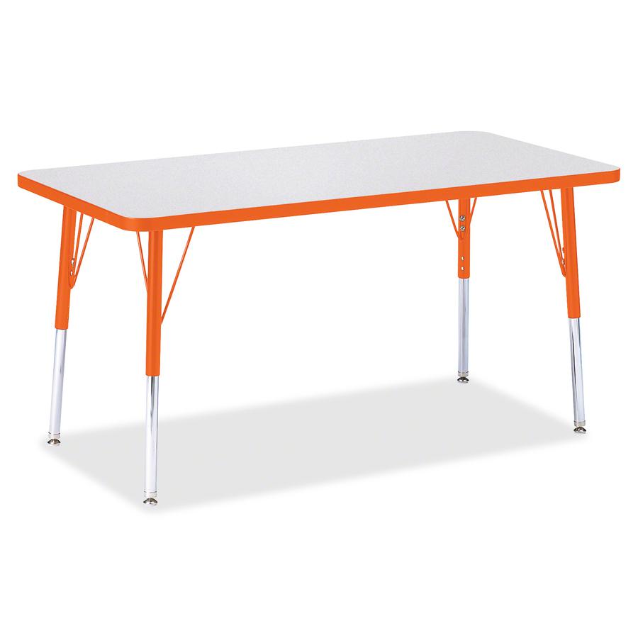 Jonti-Craft Berries Adult Height Color Edge Rectangle Table - Laminated Rectangle, Orange Top - Four Leg Base - 4 Legs - Adjustable Height - 24" to 31" Adjustment - 48" Table Top Length x 24" Table To. Picture 3