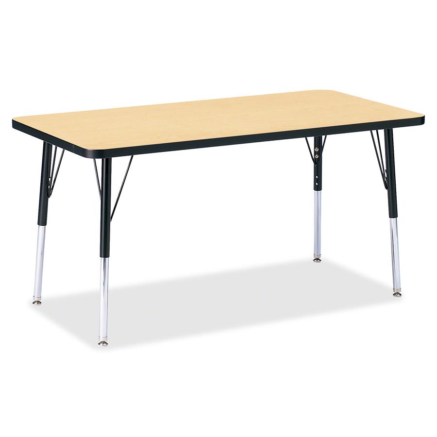 Jonti-Craft Berries Adult Height Color Top Rectangle Table - Laminated Rectangle, Maple Top - Four Leg Base - 4 Legs - Adjustable Height - 24" to 31" Adjustment - 48" Table Top Length x 24" Table Top . Picture 2