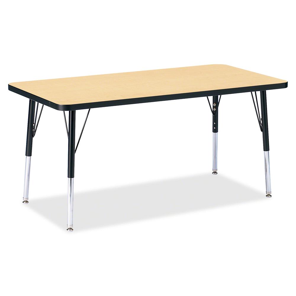 Jonti-Craft Berries Elementary Height Color Top Rectangle Table - Laminated Rectangle, Maple Top - Four Leg Base - 4 Legs - Adjustable Height - 15" to 24" Adjustment - 48" Table Top Length x 24" Table. Picture 2