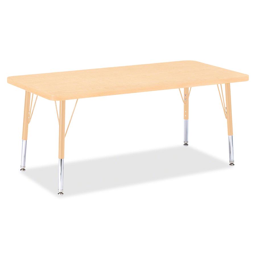 Jonti-Craft Berries Adult Height Maple Top/Edge Rectangle Table - Laminated Rectangle, Maple Top - Four Leg Base - 4 Legs - Adjustable Height - 24" to 31" Adjustment - 48" Table Top Length x 24" Table. Picture 3