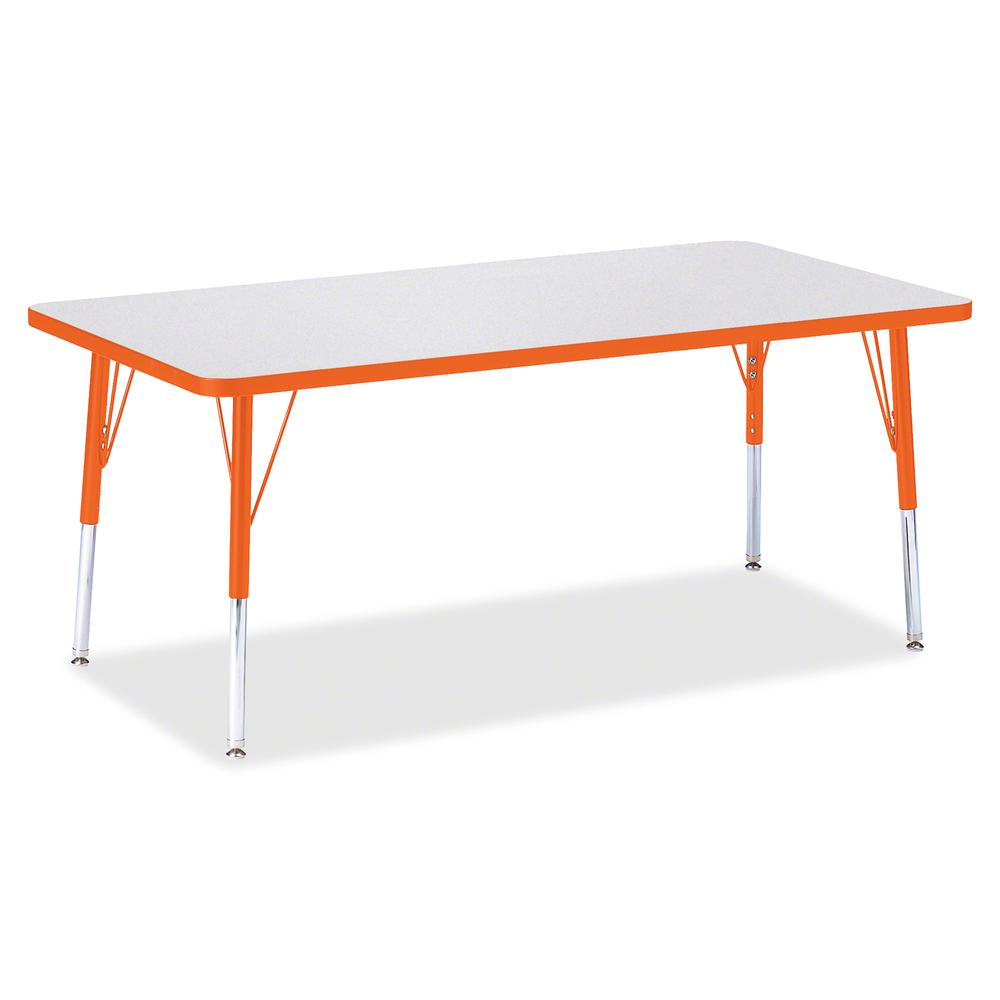 Jonti-Craft Berries Elementary Height Color Edge Rectangle Table - Laminated Rectangle, Orange Top - Four Leg Base - 4 Legs - Adjustable Height - 15" to 24" Adjustment - 60" Table Top Length x 30" Tab. Picture 3