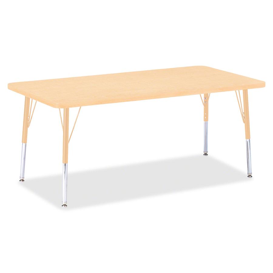 Jonti-Craft Berries Elementary Maple Top/Edge Rectangle Table - Laminated Rectangle, Maple Top - Four Leg Base - 4 Legs - Adjustable Height - 15" to 24" Adjustment - 60" Table Top Length x 30" Table T. Picture 3