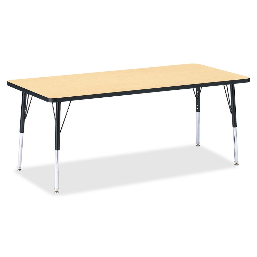 Jonti-Craft Berries Elementary Height Color Top Rectangle Table - Laminated Rectangle, Maple Top - Four Leg Base - 4 Legs - Adjustable Height - 15" to 24" Adjustment - 72" Table Top Length x 30" Table. Picture 2