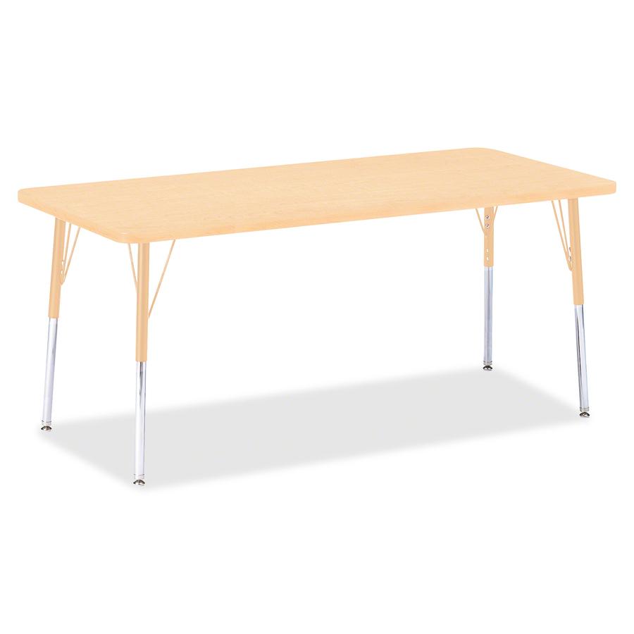 Jonti-Craft Berries Adult Height Maple Top/Edge Rectangle Table - Laminated Rectangle, Maple Top - Four Leg Base - 4 Legs - Adjustable Height - 24" to 31" Adjustment - 72" Table Top Length x 30" Table. Picture 2