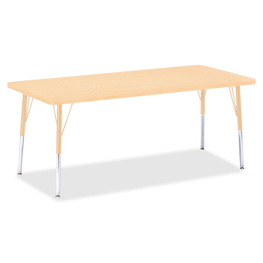 Jonti-Craft Berries Elementary Maple Top/Edge Rectangle Table - Laminated Rectangle, Maple Top - Four Leg Base - 4 Legs - Adjustable Height - 15" to 24" Adjustment - 72" Table Top Length x 30" Table T. Picture 3
