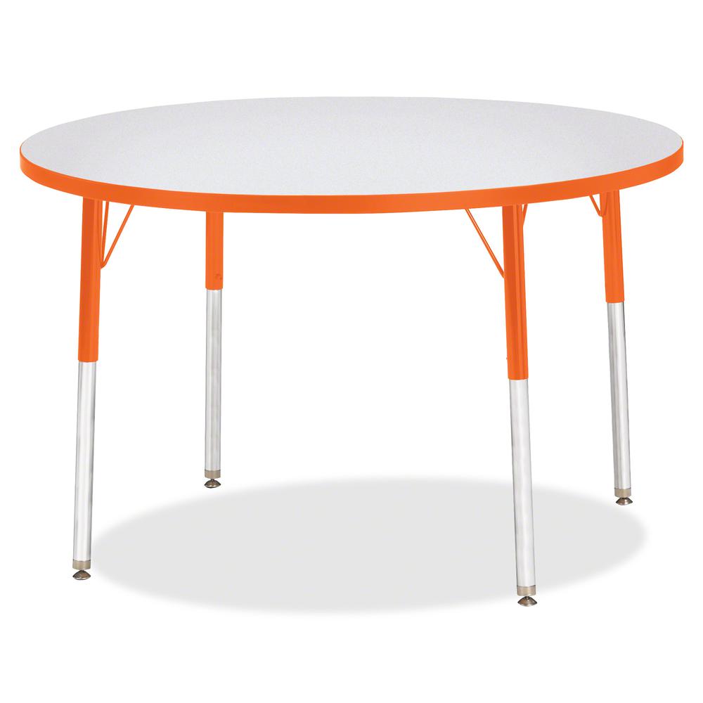 Jonti-Craft Berries Adult Height Color Edge Round Table - Laminated Round, Orange Top - Four Leg Base - 4 Legs - Adjustable Height - 24" to 31" Adjustment x 1.13" Table Top Thickness x 42" Table Top D. Picture 2