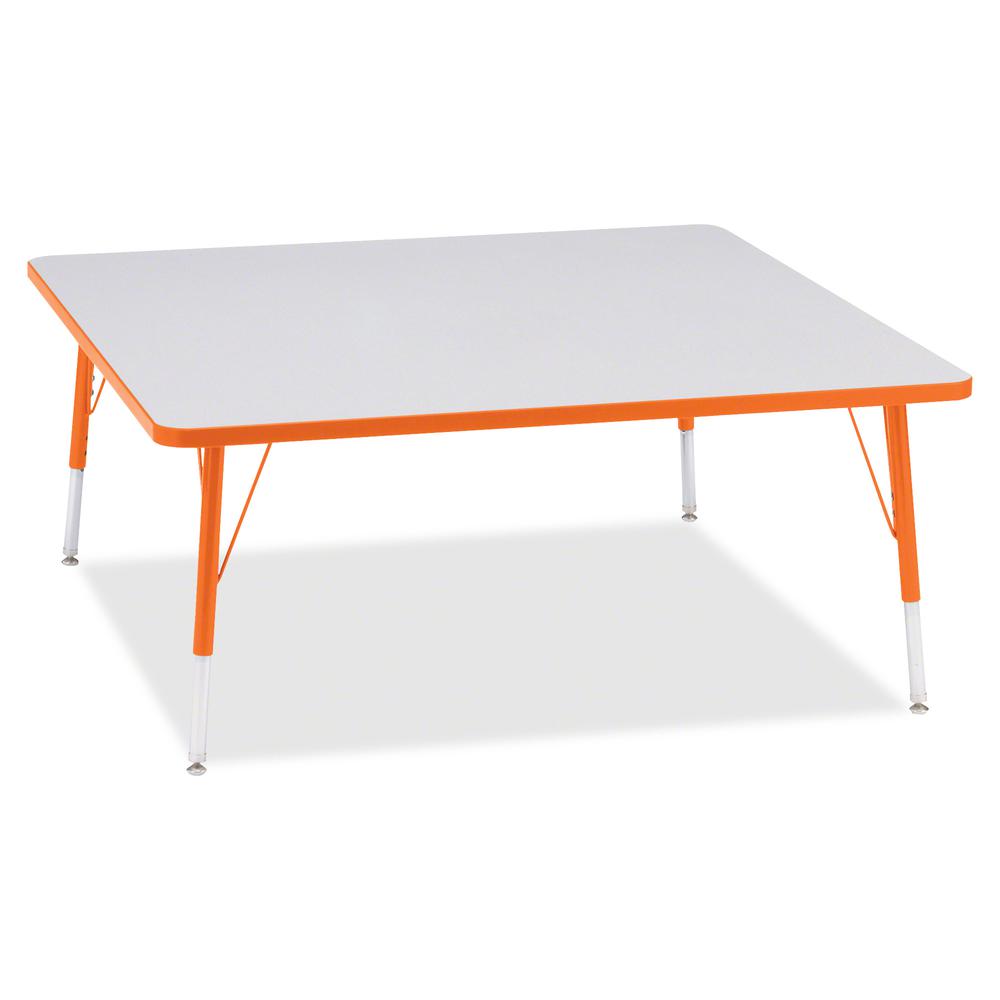 Jonti-Craft Berries Elementary Height Color Edge Square Table - Laminated Square, Orange Top - Four Leg Base - 4 Legs - Adjustable Height - 15" to 24" Adjustment - 48" Table Top Length x 48" Table Top. Picture 3