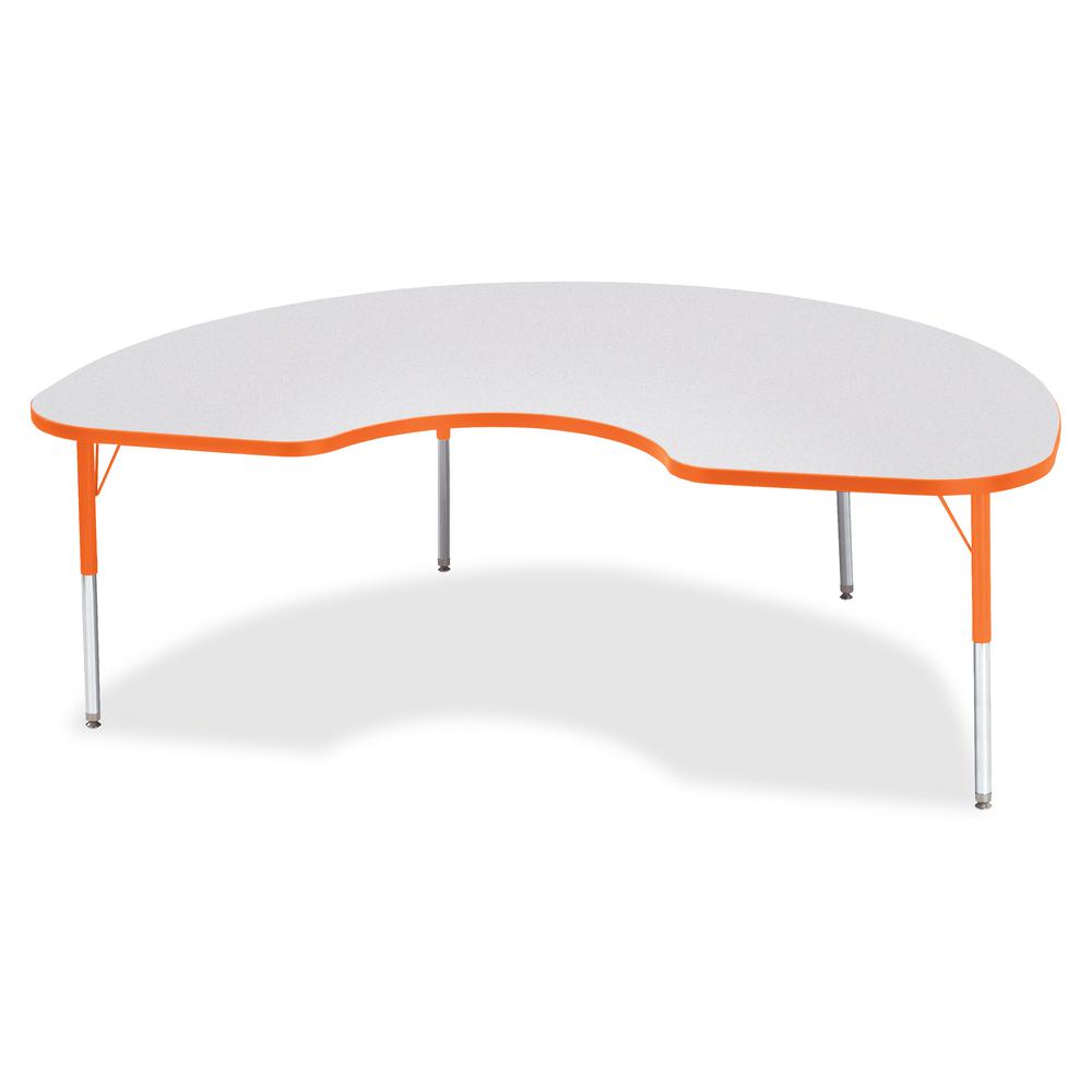 Jonti-Craft Berries Elementary Height Color Edge Kidney Table - Laminated Kidney-shaped, Orange Top - Four Leg Base - 4 Legs - Adjustable Height - 15" to 24" Adjustment - 72" Table Top Length x 48" Ta. Picture 3