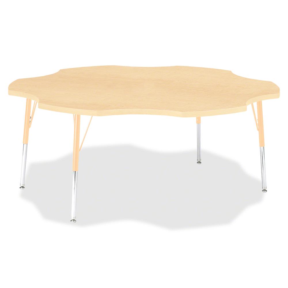 Jonti-Craft Berries Adult Maple Laminate Six-leaf Table - Laminated, Maple Top - Four Leg Base - 4 Legs - Adjustable Height - 24" to 31" Adjustment x 1.13" Table Top Thickness x 60" Table Top Diameter. Picture 2