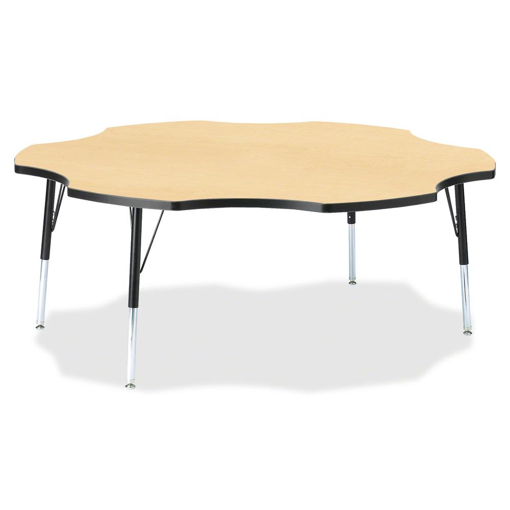 Jonti-Craft Berries Elementary Black Edge Six-leaf Table - Laminated, Maple Top - Four Leg Base - 4 Legs - Adjustable Height - 15" to 24" Adjustment x 1.13" Table Top Thickness x 60" Table Top Diamete. Picture 2
