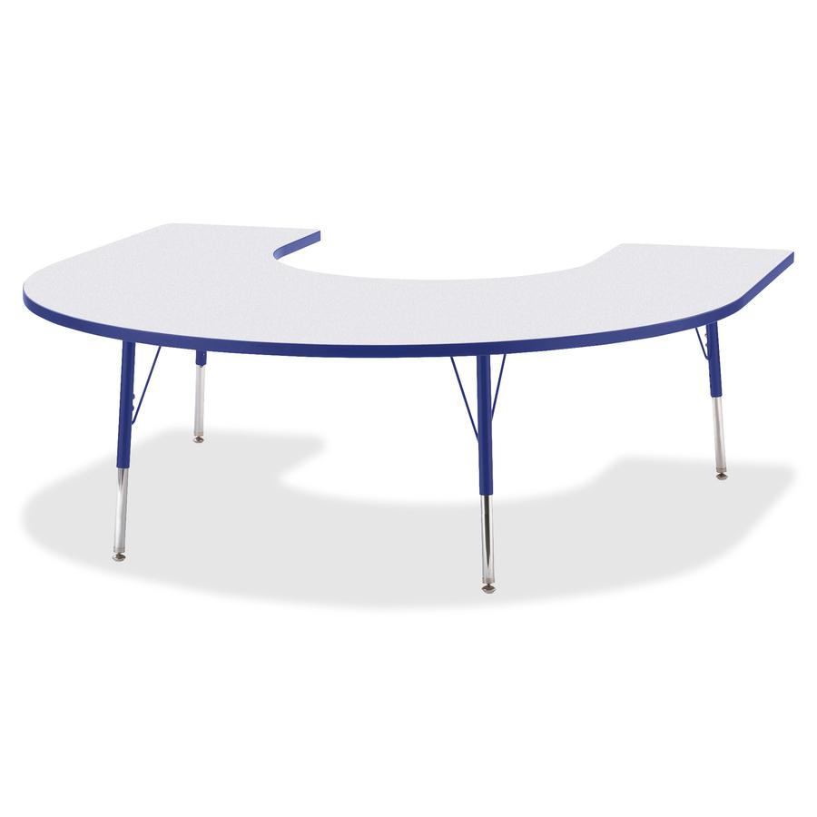 Jonti-Craft Berries Prism Horseshoe Student Table - Gray Horseshoe-shaped, Laminated Top - Four Leg Base - 4 Legs - Adjustable Height - 24" to 31" Adjustment - 66" Table Top Length x 60" Table Top Wid. Picture 3