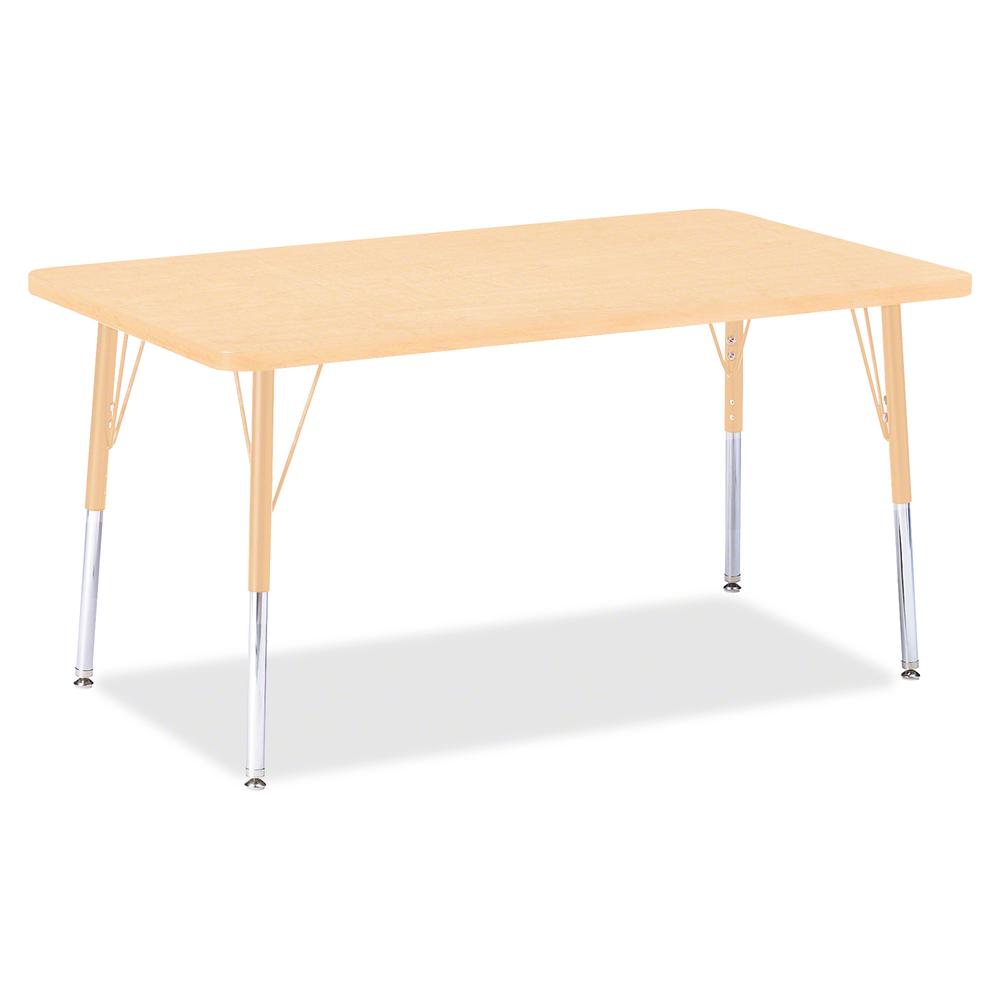 Jonti-Craft Berries Adult Height Maple Top/Edge Rectangle Table - Laminated Rectangle, Maple Top - Four Leg Base - 4 Legs - Adjustable Height - 24" to 31" Adjustment - 48" Table Top Length x 30" Table. Picture 2