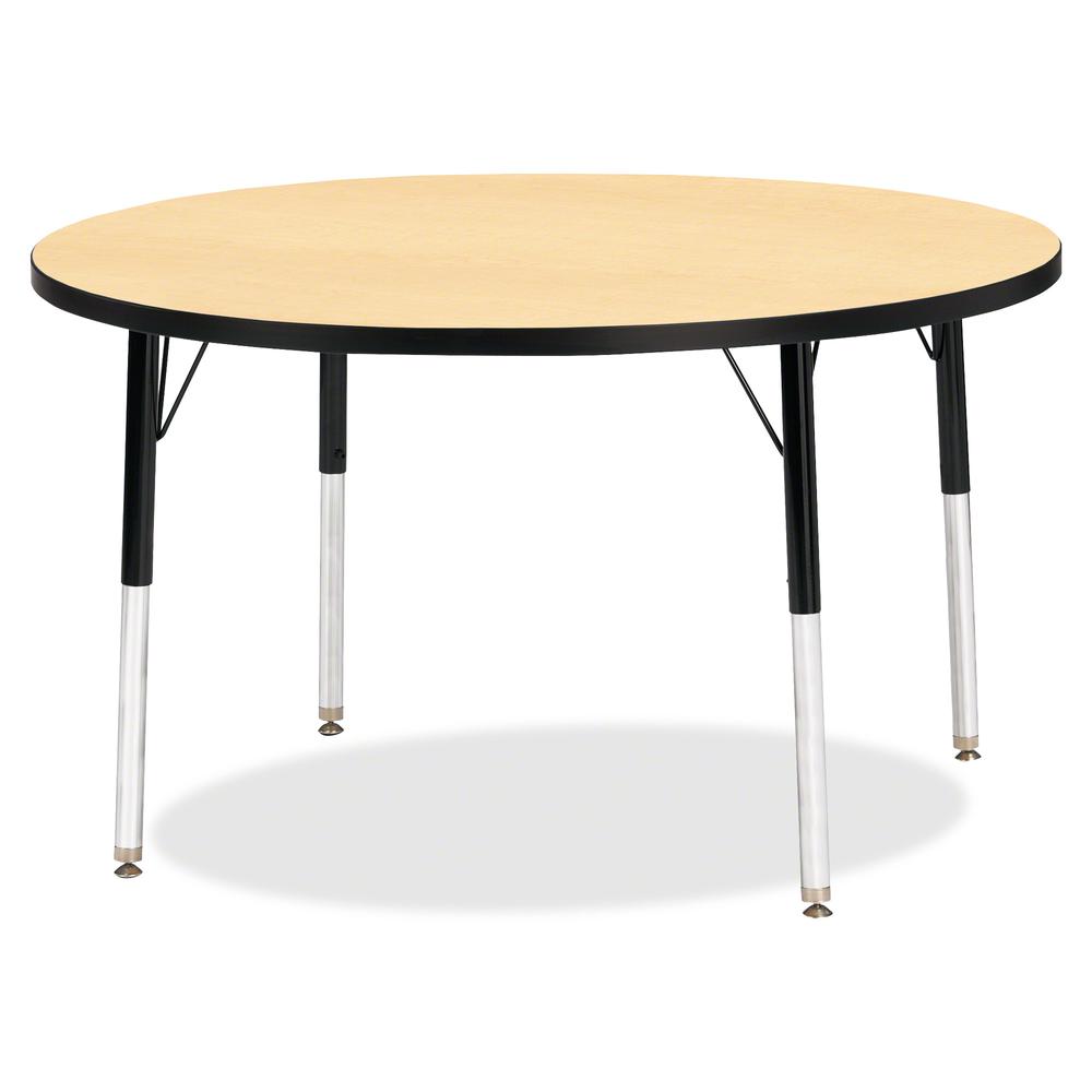 Jonti-Craft Berries Elementary Height Classic Round Color Top Table - Laminated Round, Maple Top - Four Leg Base - 4 Legs - Adjustable Height - 15" to 24" Adjustment x 1.13" Table Top Thickness x 42" . Picture 2