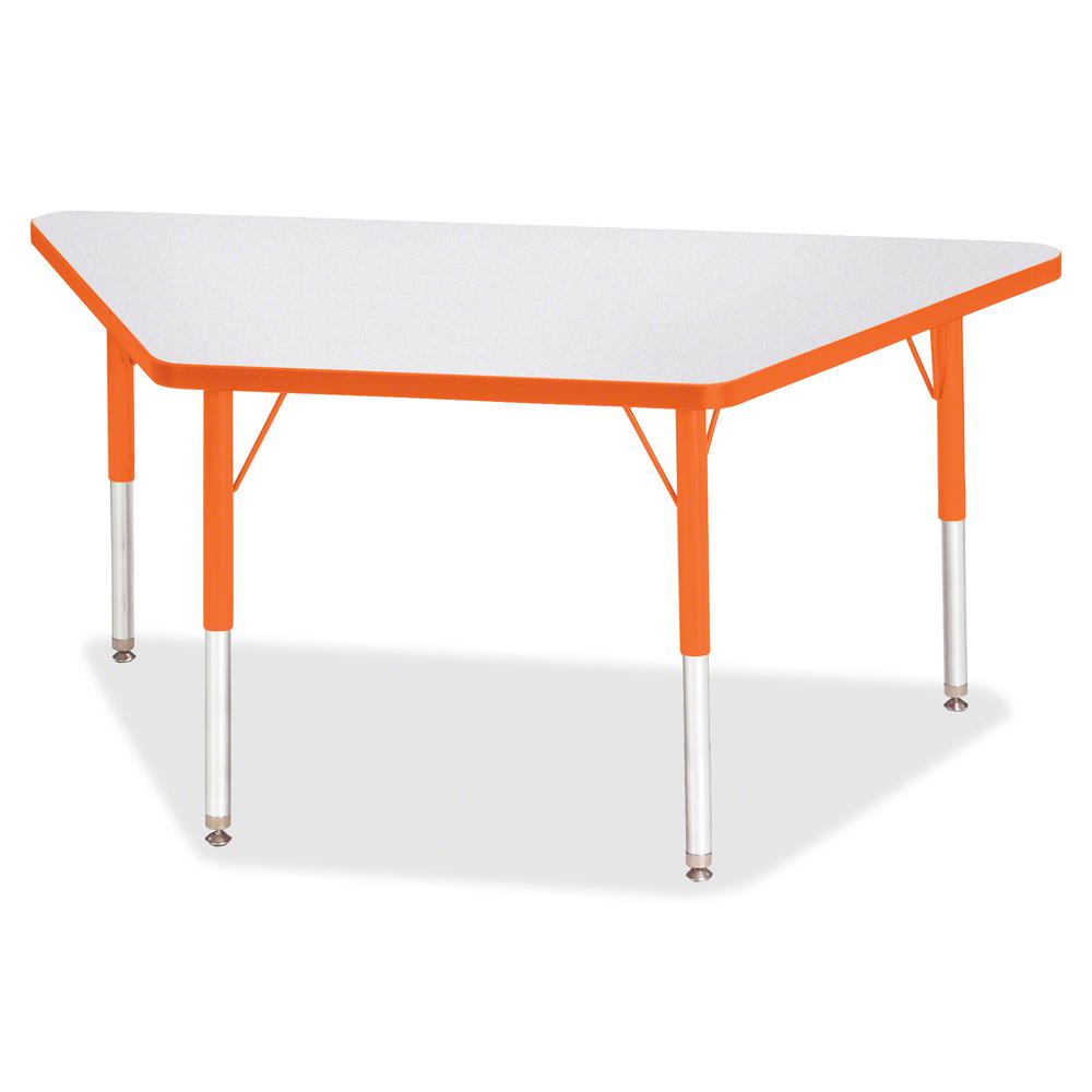 Jonti-Craft Berries Elementary Height Prism Edge Trapezoid Table - Laminated Trapezoid, Orange Top - Four Leg Base - 4 Legs - Adjustable Height - 15" to 24" Adjustment - 48" Table Top Length x 24" Tab. Picture 2