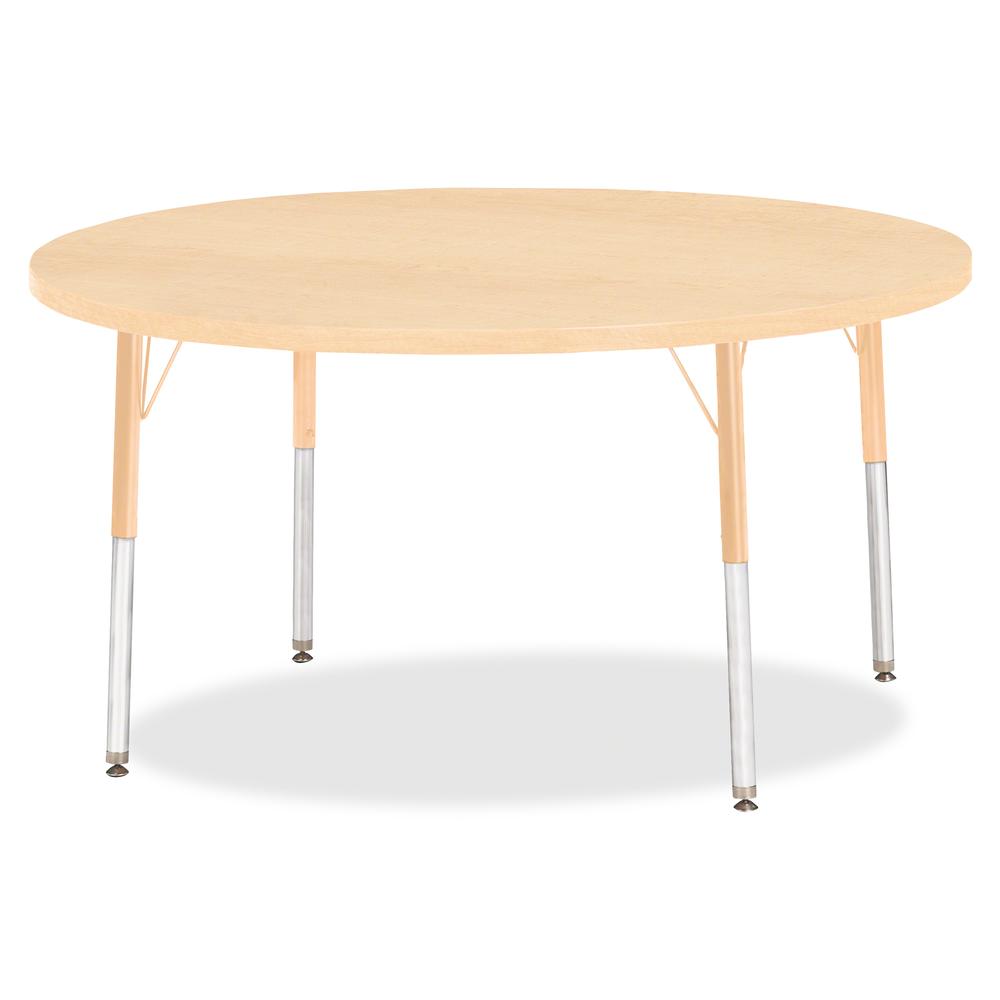 Jonti-Craft Berries Adult Height Maple Top/Edge Round Table - Laminated Round, Maple Top - Four Leg Base - 4 Legs - Adjustable Height - 24" to 31" Adjustment x 1.13" Table Top Thickness x 48" Table To. Picture 2