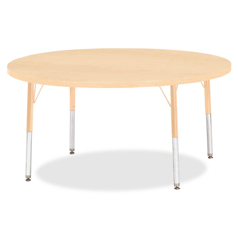 Jonti-Craft Berries Elementary Height Maple Top/Edge Round Table - Laminated Round, Maple Top - Four Leg Base - 4 Legs - Adjustable Height - 15" to 24" Adjustment x 1.13" Table Top Thickness x 48" Tab. Picture 2