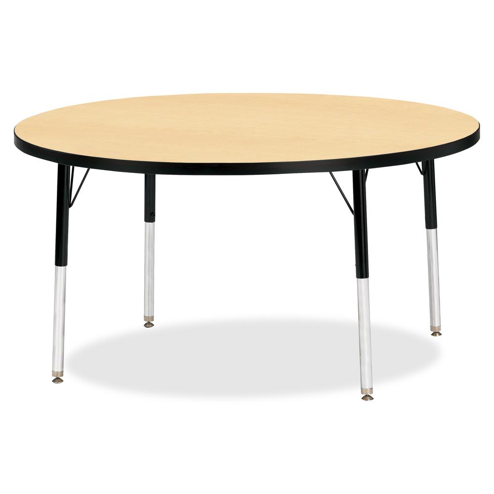 Jonti-Craft Berries Adult Height Color Top Round Table - Laminated Round, Maple Top - Four Leg Base - 4 Legs - Adjustable Height - 24" to 31" Adjustment x 1.13" Table Top Thickness x 48" Table Top Dia. Picture 2