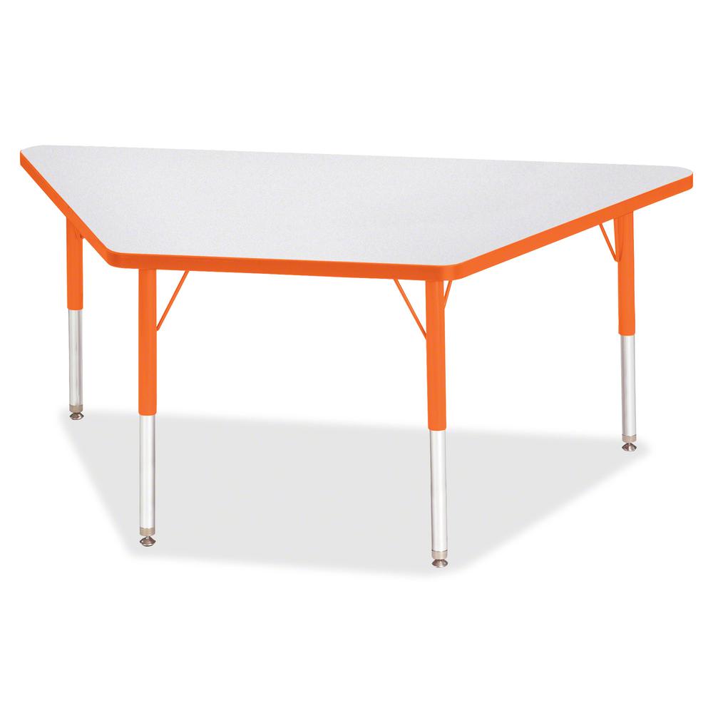 Jonti-Craft Berries Elementary Height Prism Edge Trapezoid Table - Laminated Trapezoid, Orange Top - Four Leg Base - 4 Legs - Adjustable Height - 15" to 24" Adjustment - 60" Table Top Length x 30" Tab. Picture 3