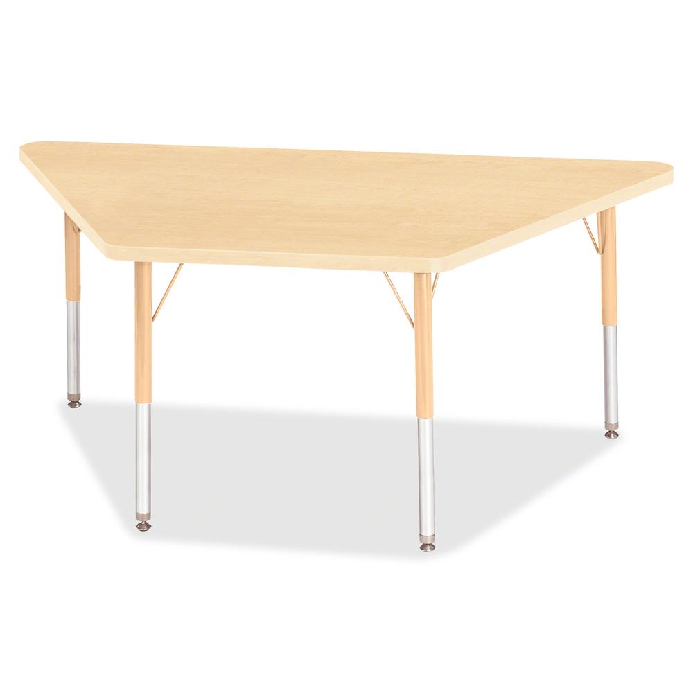 Jonti-Craft Berries Maple Top Elementary Height Trapezoid Table - Laminated Trapezoid, Maple Top - Four Leg Base - 4 Legs - Adjustable Height - 15" to 24" Adjustment - 60" Table Top Length x 30" Table. Picture 2