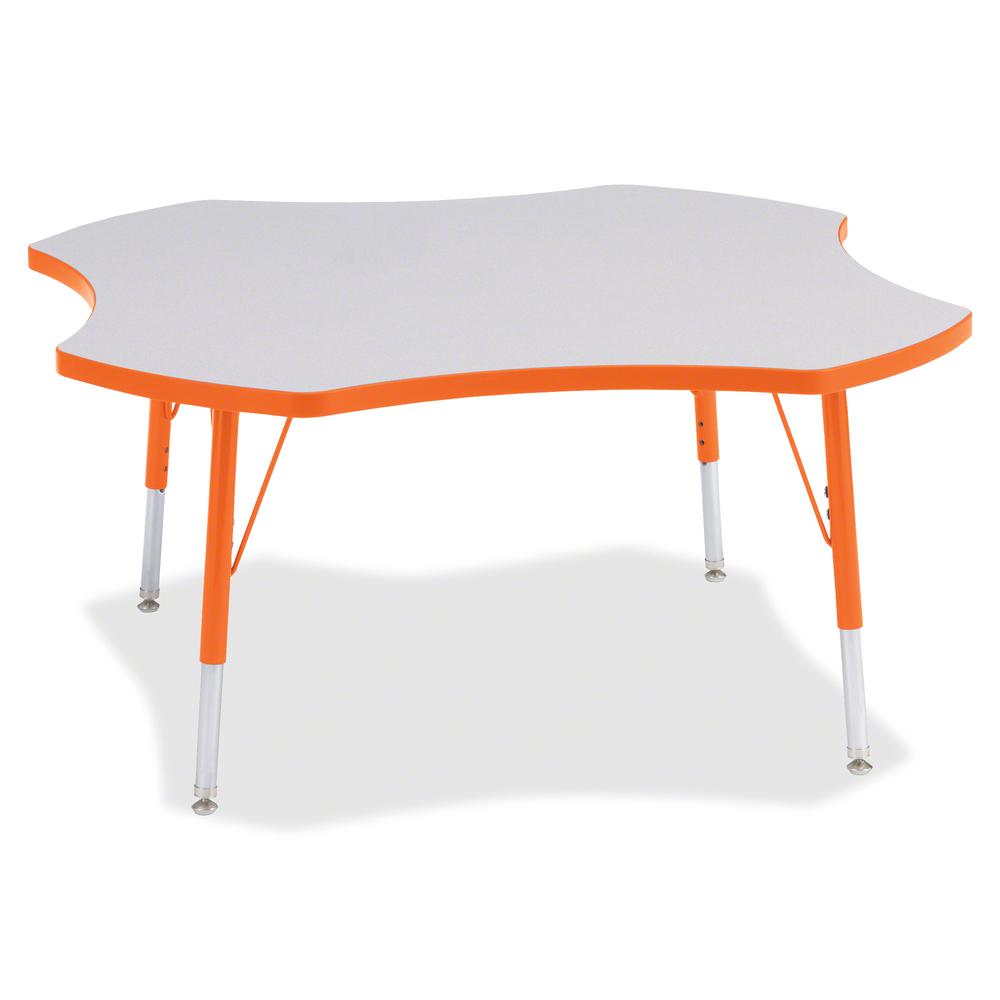 Jonti-Craft Berries Elementary Height Prism Four-Leaf Table - Laminated, Orange Top - Four Leg Base - 4 Legs - Adjustable Height - 15" to 24" Adjustment x 1.13" Table Top Thickness x 48" Table Top Dia. Picture 2