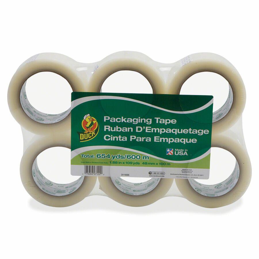 Shurtech Clear 654 yds Packaging Tape - 109.36 yd Length x 1.89" Width x 1.6 mil Thickness - Clear - For Box - 6 / Pack. Picture 2
