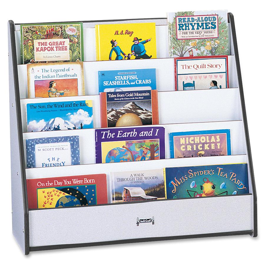 Jonti-Craft Rainbow Accents Laminate 5-shelf Pick-a-Book Stand - 5 Compartment(s) - 1" - 27.5" Height x 30" Width x 13.5" Depth - Rounded Corner, Laminated, Durable - Black - 1 Each. Picture 2