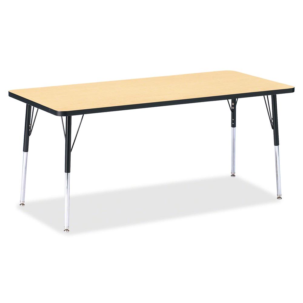 Jonti-Craft Berries Adult Height Color Top Rectangle Table - Laminated Rectangle, Maple Top - Four Leg Base - 4 Legs - Adjustable Height - 24" to 31" Adjustment - 72" Table Top Length x 30" Table Top . Picture 3