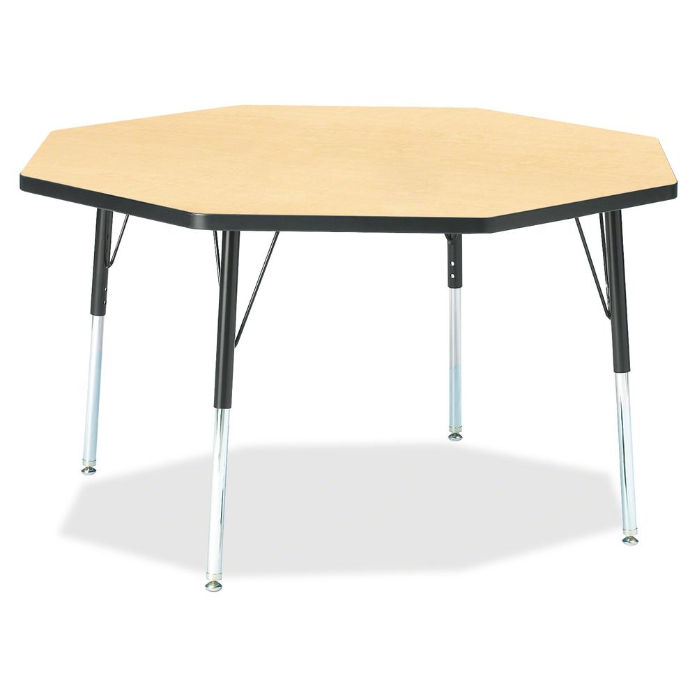 Jonti-Craft Berries Adult Height Color Edge Octagon Table - Laminated Octagonal, Maple Top - Four Leg Base - 4 Legs - Adjustable Height - 24" to 31" Adjustment x 1.13" Table Top Thickness x 48" Table. Picture 2