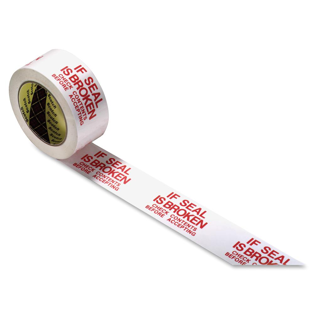 Scotch Preprinted Message Seal Broken Tape - 109.36 yd Length x 1.88" Width - 3" Core - 1.20 mil - Polypropylene Film Backing - Abrasion Resistant, Moisture Resistant, Scuff Resistant, Nick Resistant,. Picture 3