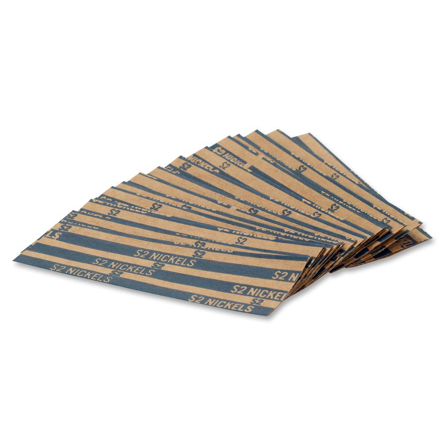 PAP-R Flat Coin Wrappers - Total $2.00 in 40 Coins of 5¢ Denomination - Heavy Duty - Paper, Kraft - Blue - 1000 / Box. Picture 4