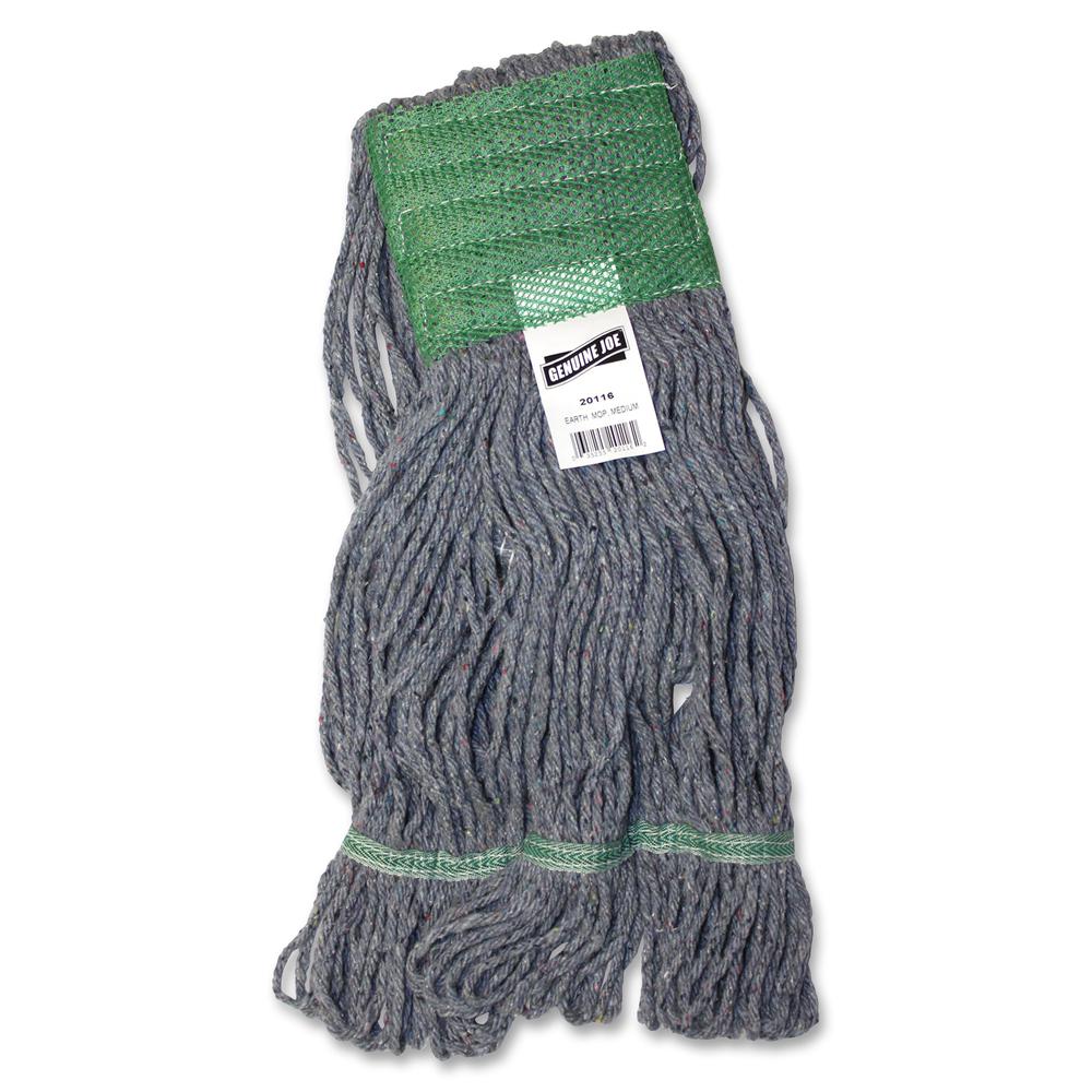 Genuine Joe 5" Headband Earth Mop Refill - Medium - Polyester Fiber - Blue - 1Each. Picture 2
