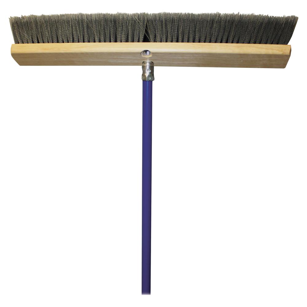 Genuine Joe All-Purpose Sweeper - Polypropylene Bristle - 24" Handle Width x 60" Handle Length - Metal Handle - Gray - 1 Each. Picture 2