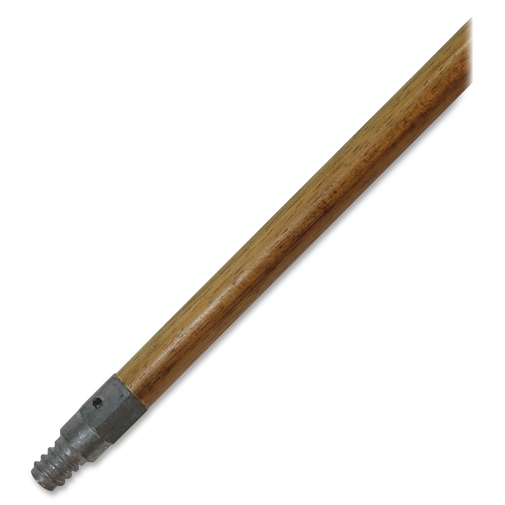 Genuine Joe Wood Handle with Threaded Metal Tip - Natural - Metal, Wood - 1 Each. Picture 2